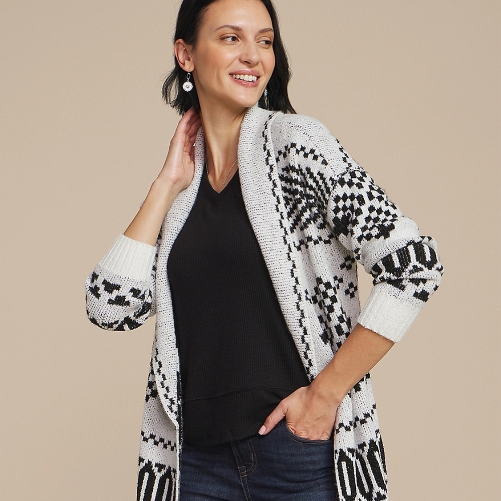 Maurices Black and White Knit Cardigan